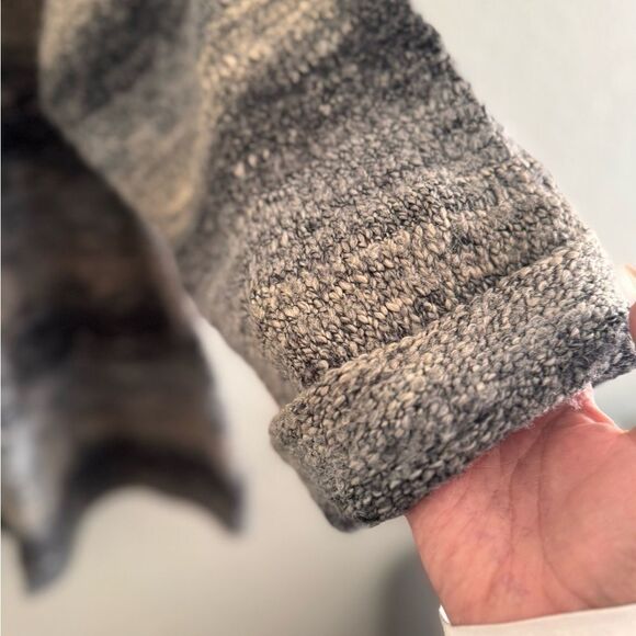 Muse Gray Cardigan with Ombré Stripes and Plush Texture - Picture 2 of 5